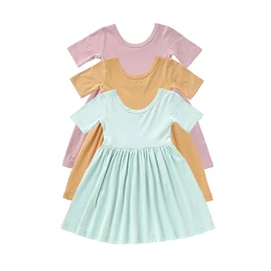 Newborn Little Girl Casual Princess Dress Soft Breathable Bamboo A-Line Knee-Length Kid Girls Birthday Dresses