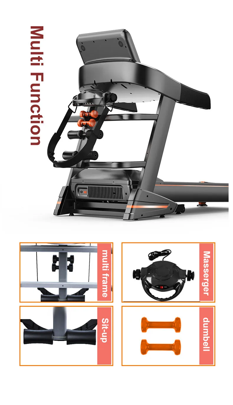 Heart Rate Test Speed Adjustable Auto Incline Electric Running Machine