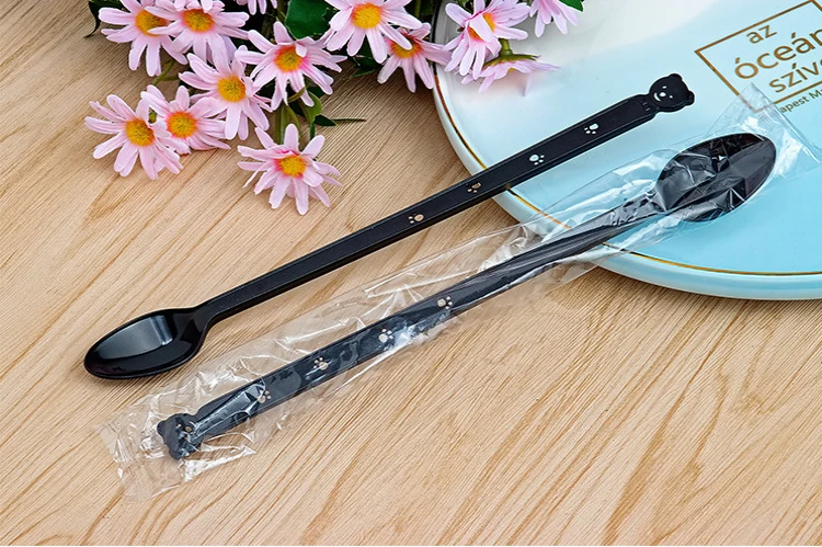230mm Long Handle Soda Disposable Hard Plastic Spoon For Ice Cream Desserts Coffee