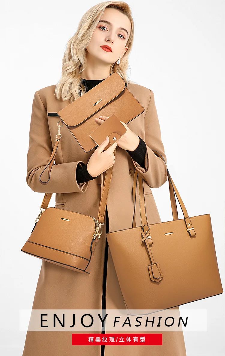 GOTCHICON Women Handbag Top Handle Satchel Shoulder Tote Bag Purse Wallet Holder Set 4PCS 