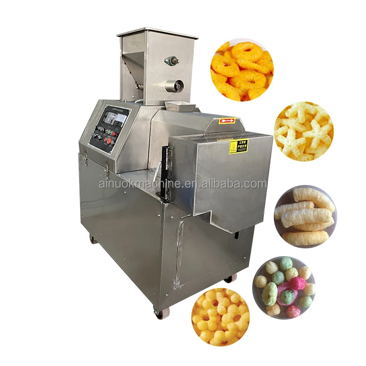 automatic line snack custom shape twin screw extruder snacks puff rice making machine china
