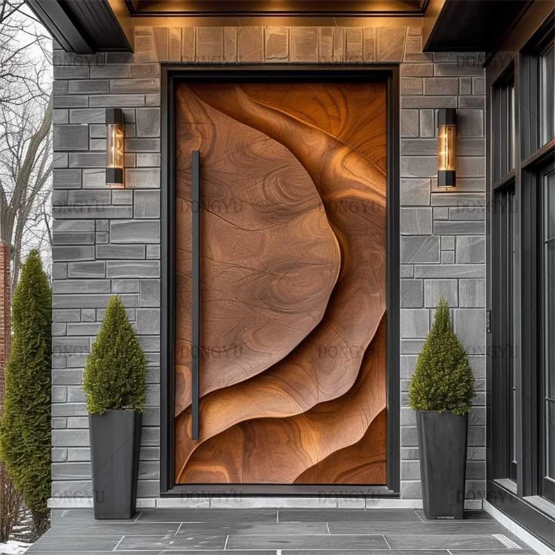 Italy Modern Front Door Panel Design Hot Sale Entrance Entry Oak Solid Wooden Pivot Door Wood Exterior Security Door for Houses