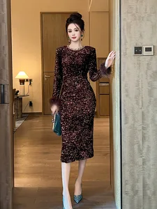 Factory Direct Fashion in Stock Wholesale Custom Lady Elegant Black Brown Evening Dresses