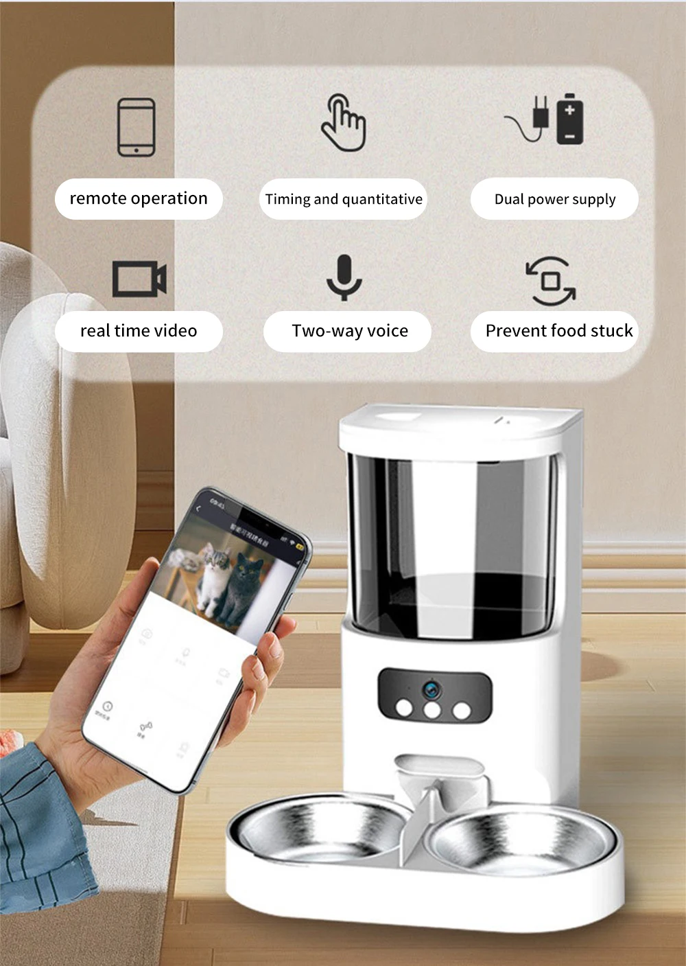 Smart Wifi Adjustable Automatic Food Pet Cat Dog Feeder New Smart