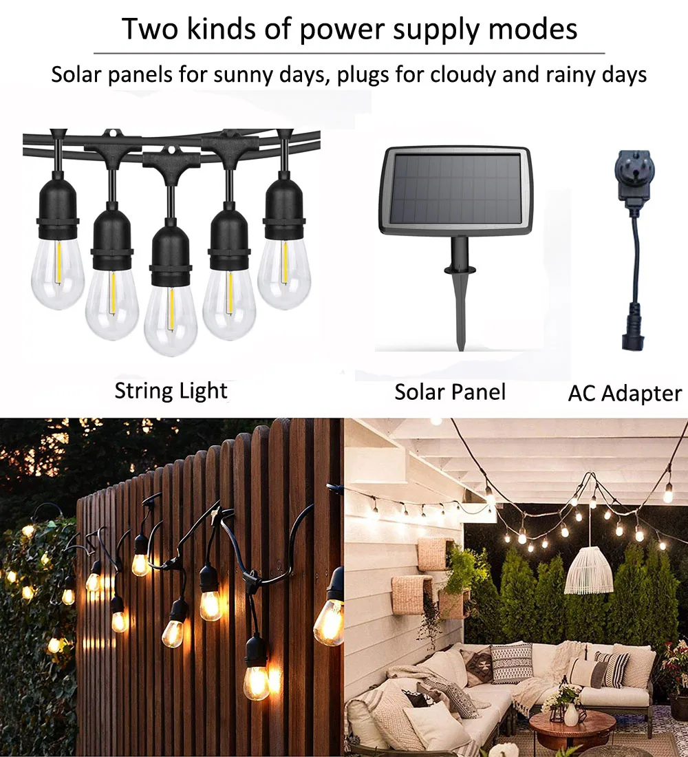 10 Socket Outdoor Commercial Shatterproof String Light Set, 21 FT White Cord  w/ E26, Weatherproof SJTW -  - Paper Lanterns, Decor,  Party Lights & More