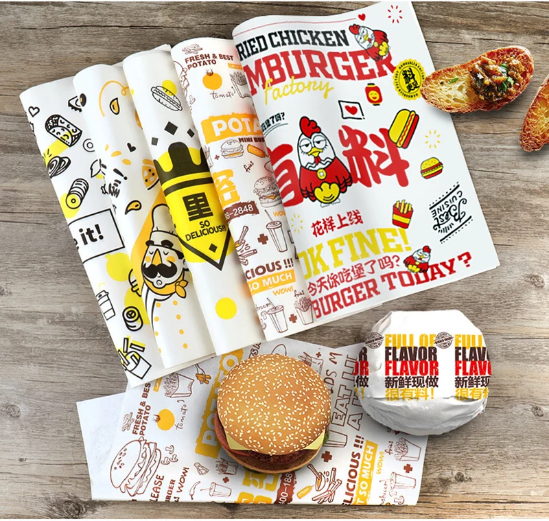 Custom Logo Printing Hamburger Packaging Grease Proof Tissue Paper