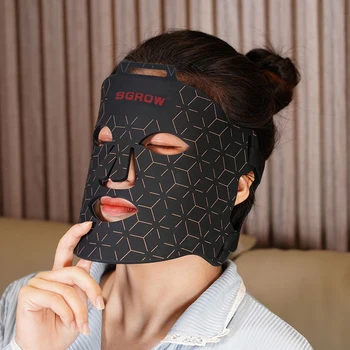 Professional Silicone LED Light Therapy Facial Mask 4 Color Options Including Black & Red Laser for Face & Skin Care