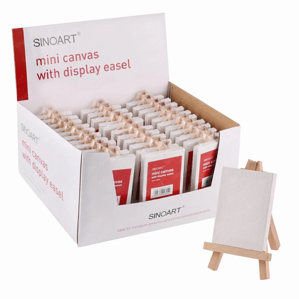 Sinoart Wholesale Mini Easel Wood 12cmh Display Easel And 6x8cm Canvas