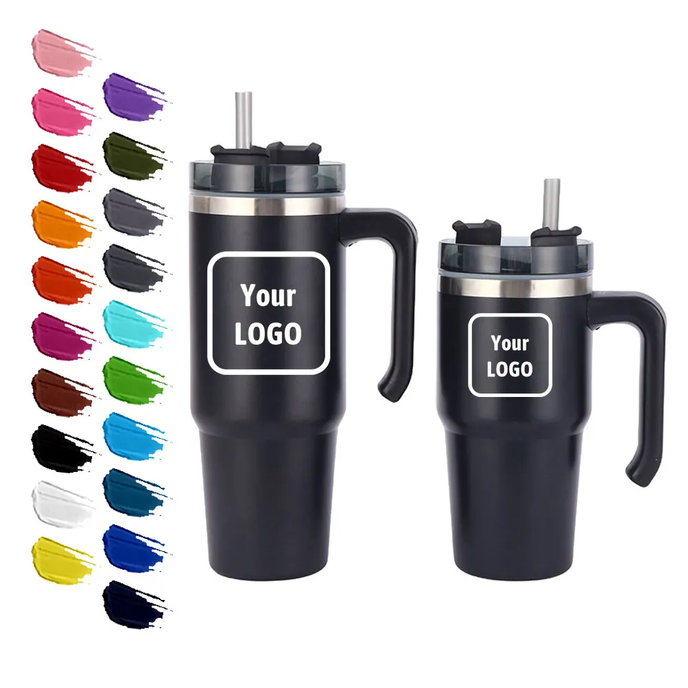 Custom Logo Powder Coated 20oz 30oz Stainless Steel Coffee Cup Double ...