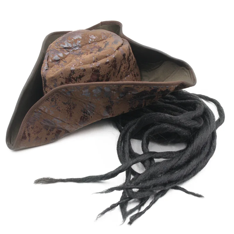 HZM-24247 пиратская шляпа для взрослых с косами и бусами Карибский пиратский капитан на Хэллоуин маскарадный костюм косплея аксессуар