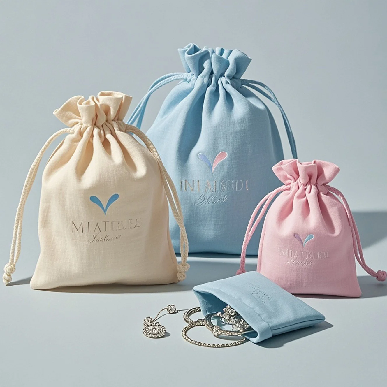 Wholesale Small Muslin Drawstring Dust Bag Flannel Fabric Pouch With Logo for Jewelry Candle Sachet Packaging Bulk