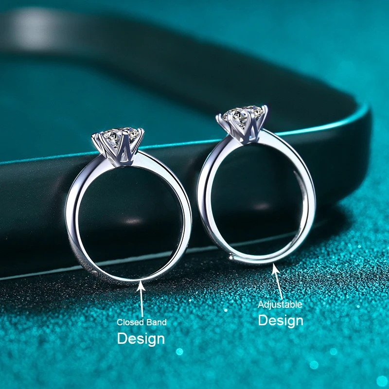 25 Sterling Silver Ring 1ct 2ct 3ct Classic Style Diamond Jewelry - Main Image