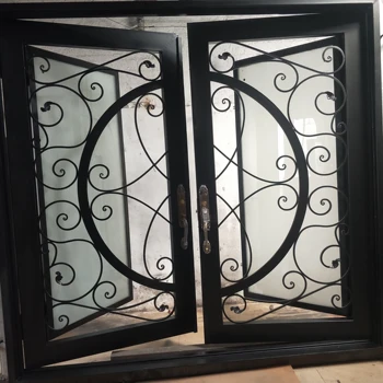 Best Services Big Promotion Cast Iron Door And Sliding Window Iron Grill Design With Glass Price