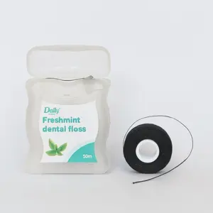 Daily Care Customize Logo Eco-friendly Vegan Floss Fresh Breath Mint Flavor Natural Bamboo Charcoal Dental Floss Biodegradable