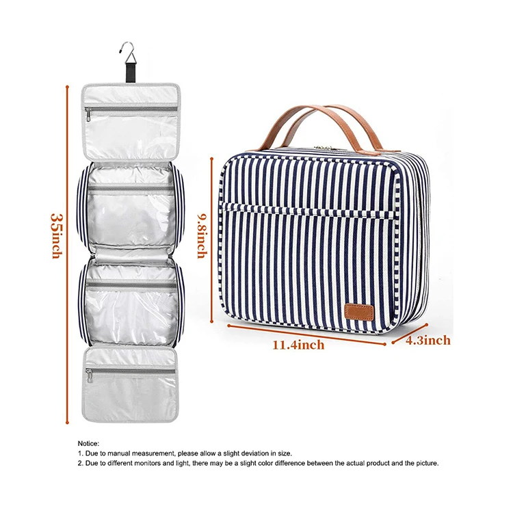 Multi Functional Makeup Organizer Bag  Folding Toiletry Cosmetic Bag With Hanging Hook