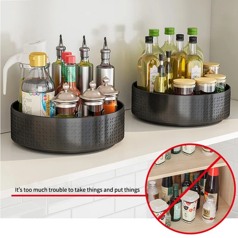 Rotatable Kitchen Spice Rack Countertop Corner Seasoning Bottle Rack Multifunctional Kitchen Storage Rak Dapur