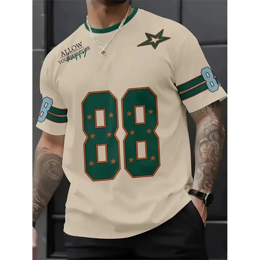 SALATI Fashionable and Loose Summer Men's Sports Jerseys Custom Letter Figure Football Kit Wholesale Printed T-shirts gallery 8
