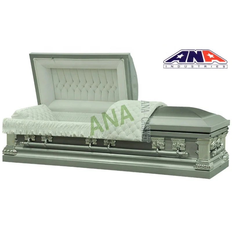 ANA Customization American Style Black and Silver Finish Funeral Metal Casket Coffins with Handle