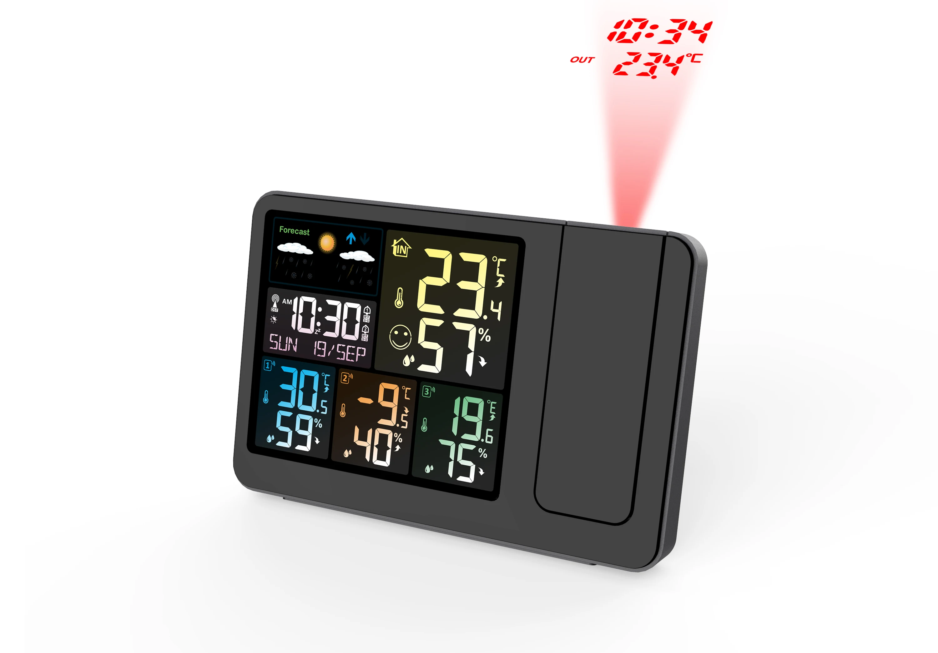 Alarm Clock Digital Projection Weather- fanjuhome.com