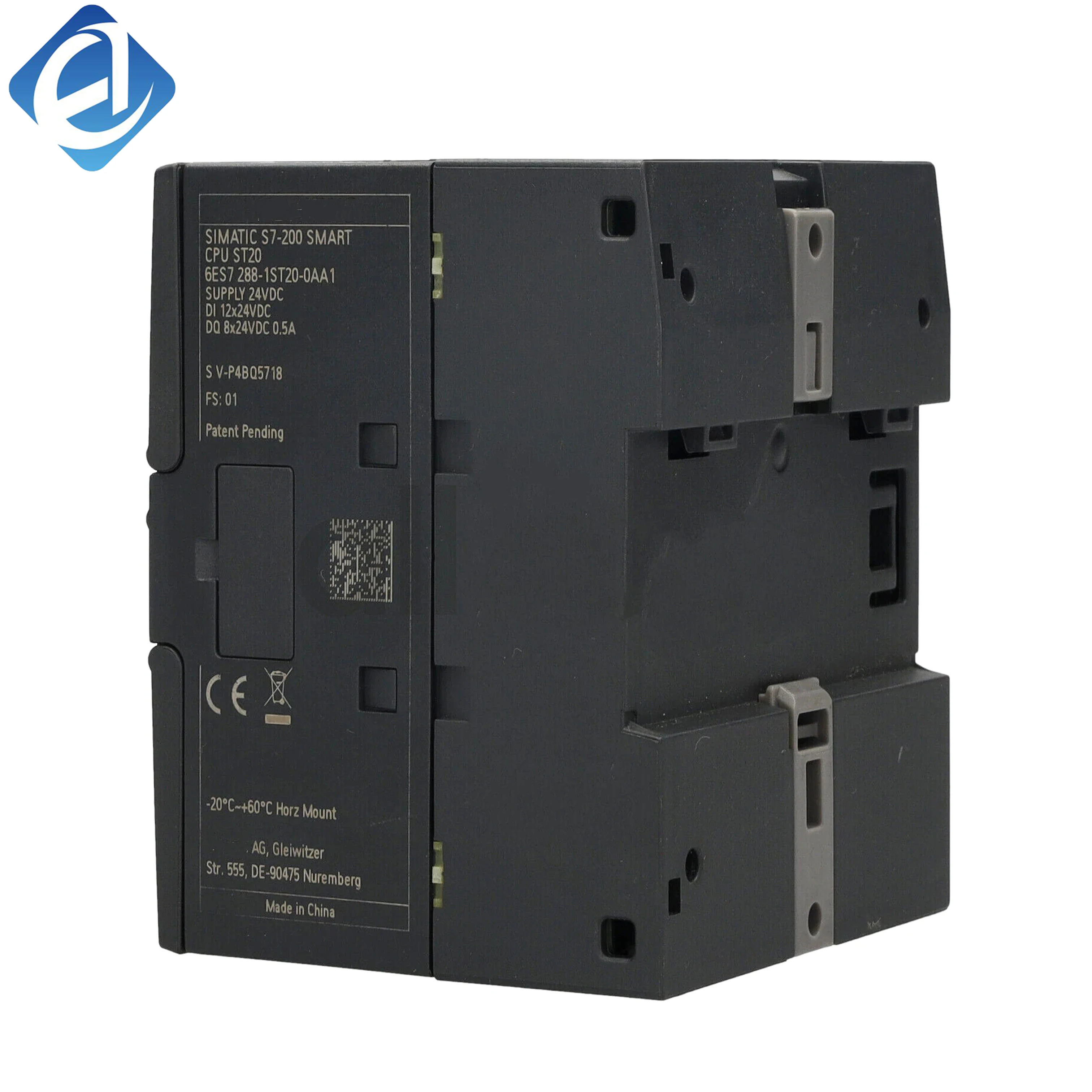 New Original 6ES7288-1ST20-0AA1 6ES7 288-1ST20-0AA1 CPU main module for Siemens S7-200 SMART series, 24V DC power supply, built-in digital I/O ports, supporting Ethernet communication. Stable logic operation, 