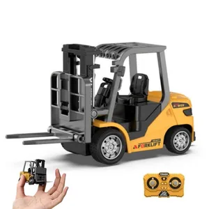 EPT 1/64 RC Forklift with Alloy Toy 8 Channel 2 Mode Mini Remote Control Car Forklift Engineer Truck with Flatbed Tow Truck Toys