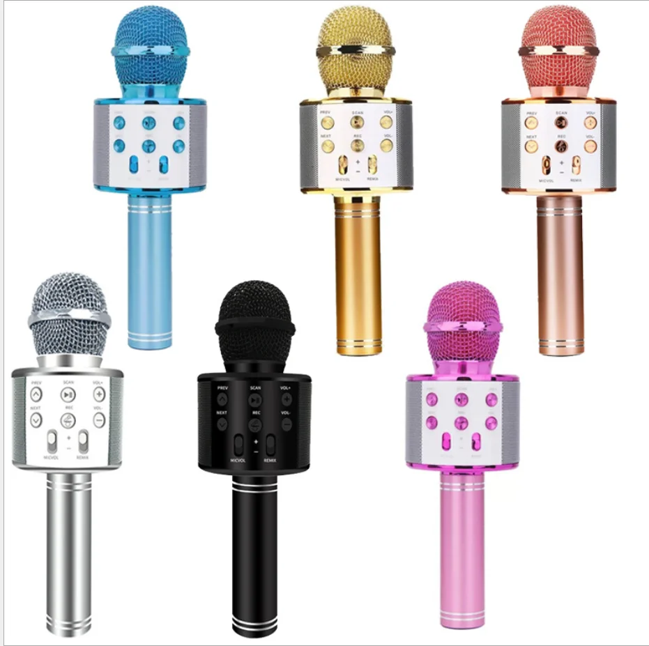 Karaoke Micro Sans Fil avec Haut-Parleur Bluetooth, Bouton Selfie,  Enregistreur Vocal et Carte SD, Effets Vocaux et Echo, Télécommande, pour  Enfants