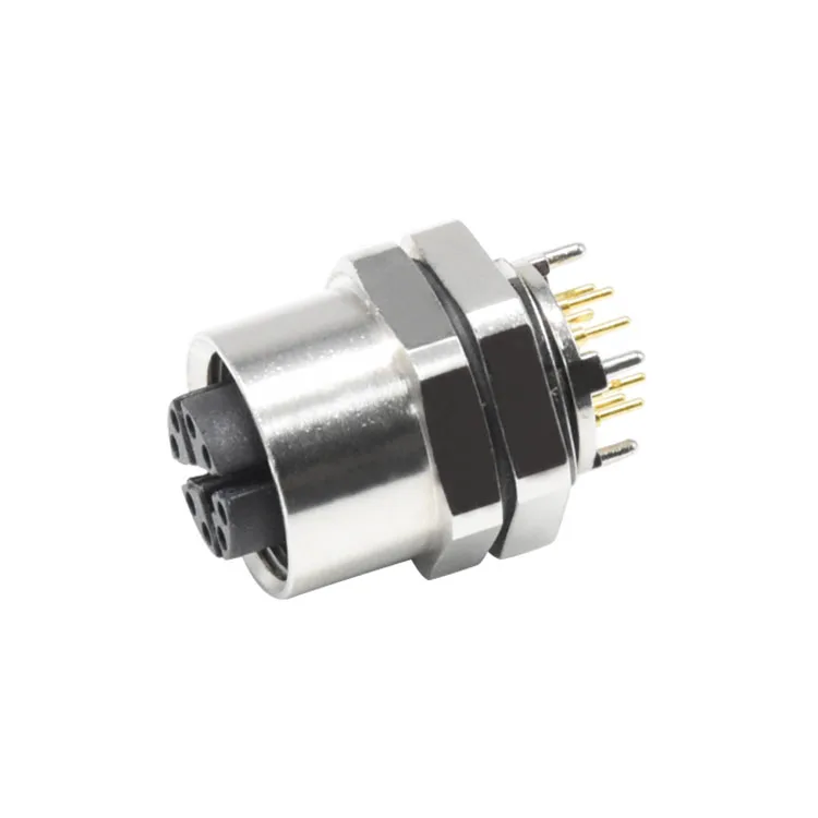 M12 X Code Connector 8-Pin Panel Mount Female PCB Contact IP67 Din ...