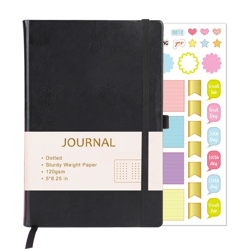 Custom Printing A4 A5 Pink Pu Leather Hardcover Grid Dotted Bullets Notebook Journal With Pen