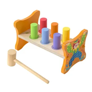 KidsOddle Early Learning Pretend Toolbox Set Factory Simulation Wooden Tools Wood Screws Nuts Educational Pretend Wood Tool Toy