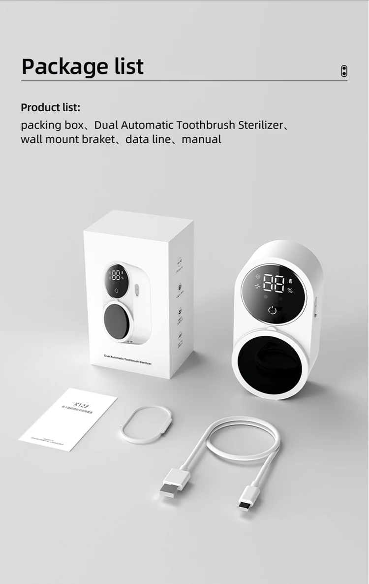 Wall-mounted USB Mini UV disinfection box Smart sensor Toothbrush disinfection rack