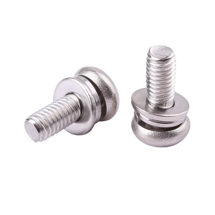 Factory price fastener M2-M8 stainless steel pan head sems machine combined screw with flat washer sems screw