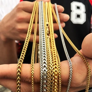 Hip Hop 14K 18K Gold Plated Stainless Steel Jewelry Cuban Chain Necklace Franco Chain