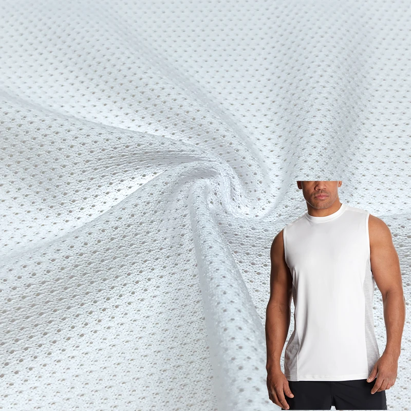 100% Polyester Dry Fit Soft Tricot Knitted Breathable Mesh Fabric for Garment Sports Clothing manufacture