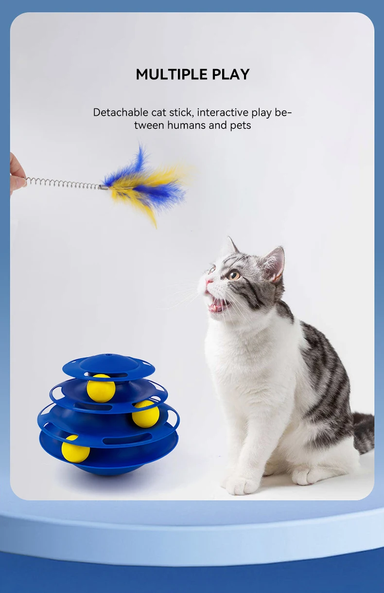 New Cat Toy Interactive Three-layer Cat Turntable Track  Self Hi Toy Cat-teasing Stick  Wholesale supplier