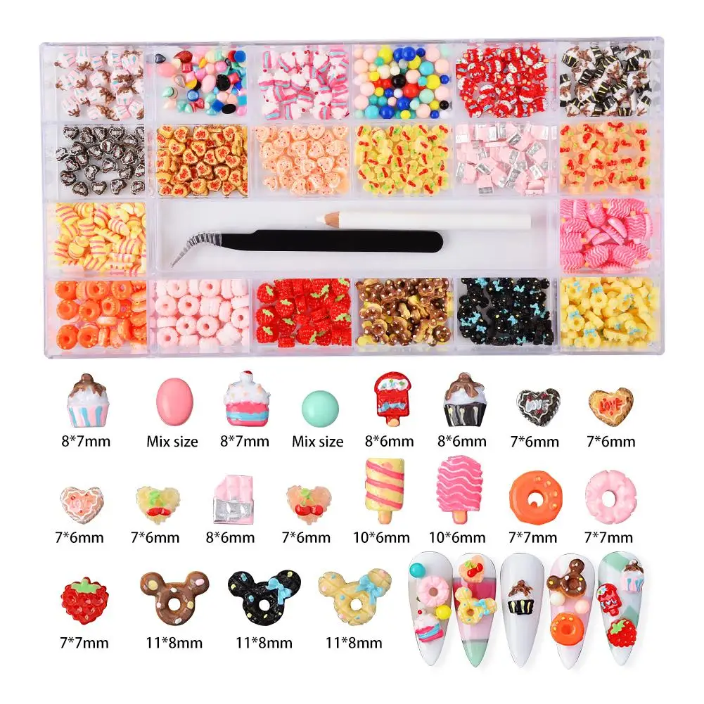 Popular Box Candy Sweets Nail Charms Diy Flatback Nail Supplies For