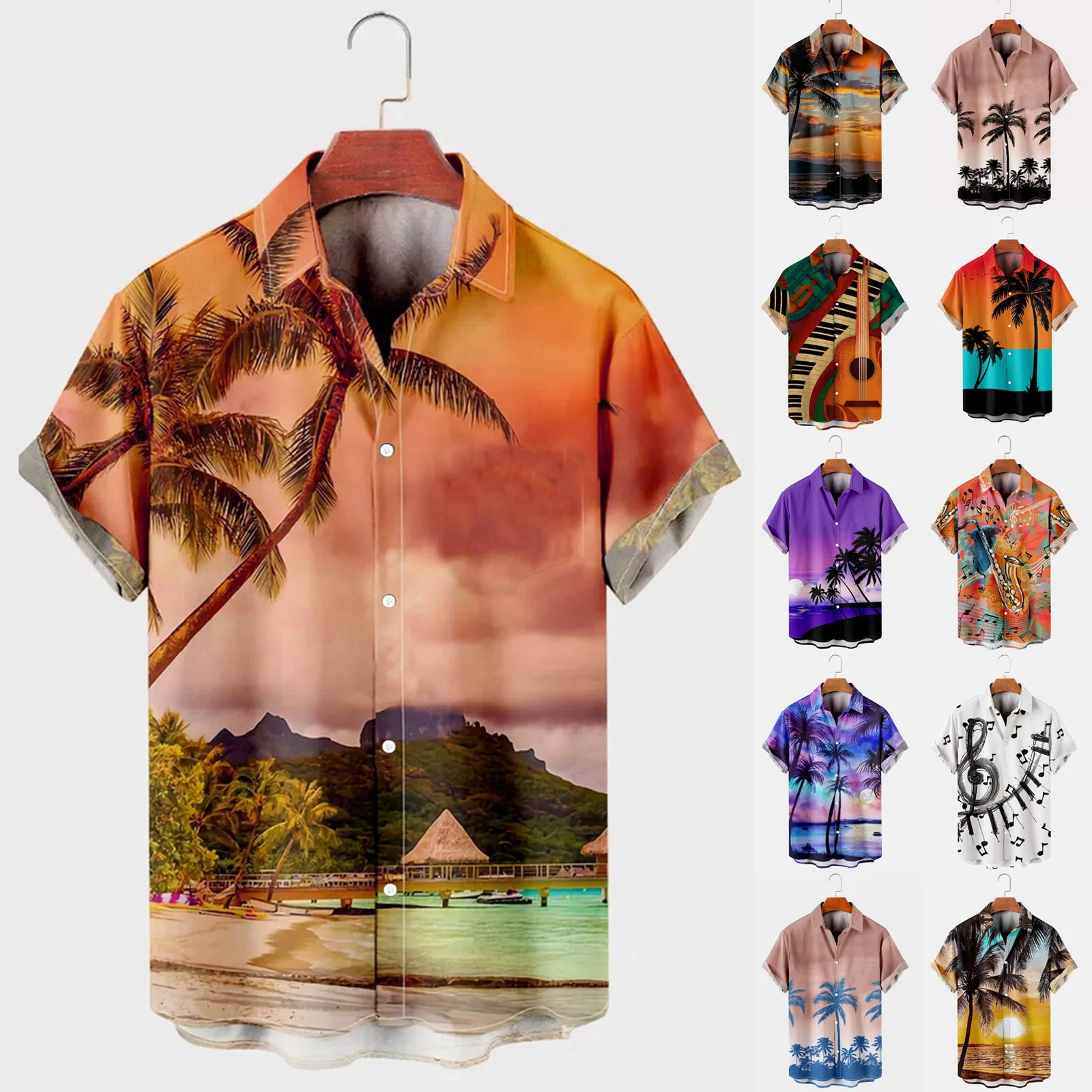 Wholesale Men's Summer Beach Hawaiian Shirts Short Sleeve Vacation Boys ...