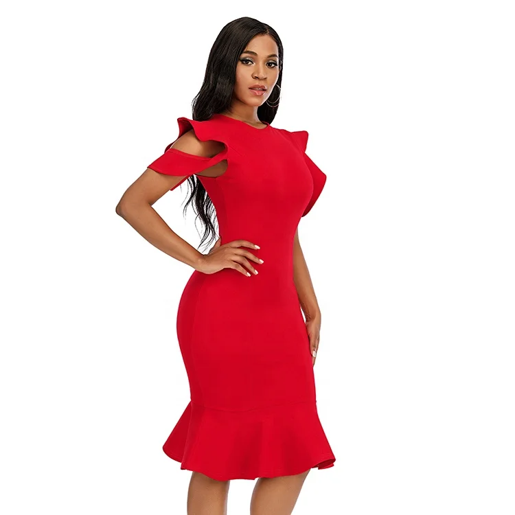 fitted lace wedding dress Women's Short Red Dress – fitformodaa