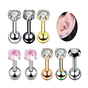 16G Helix Piercing Crystal Ear Stud Rings Stainless Steel Cartilage Tragus Piercing Jewelry Fashion Earring for Women Men