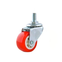 LIght weight small casters 1.5 inch 2 inch custom size red pu wheel and steel plate small caster wheels NO 5