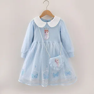 Girl Princess Dress Spring and Autumn New Stars Long-sleeved Gauze Skirt Korean Version Clothes for Kids
