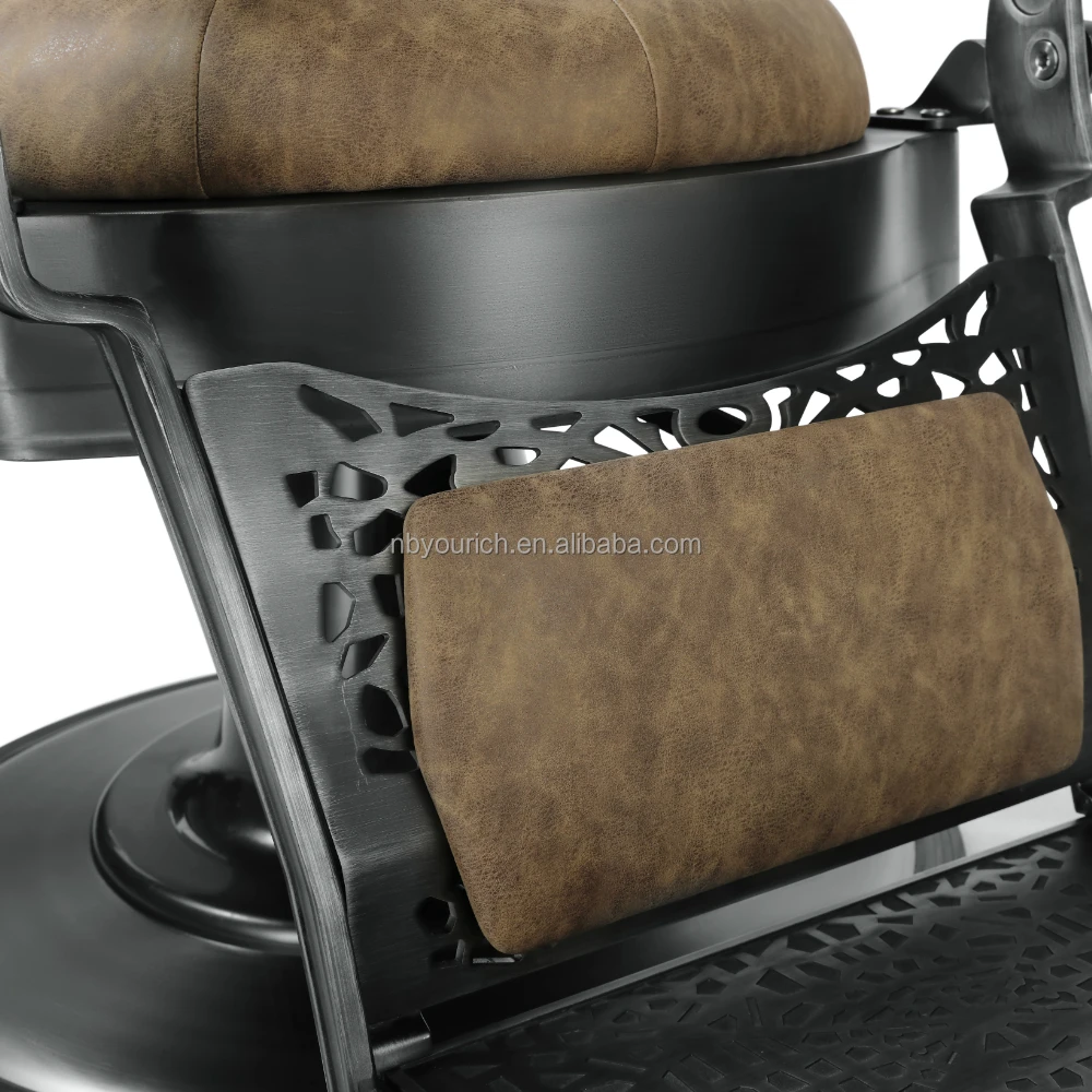 Brown barber chair vintage arm chair Super quality beauty salon equipment Aluminum hair salon furniture