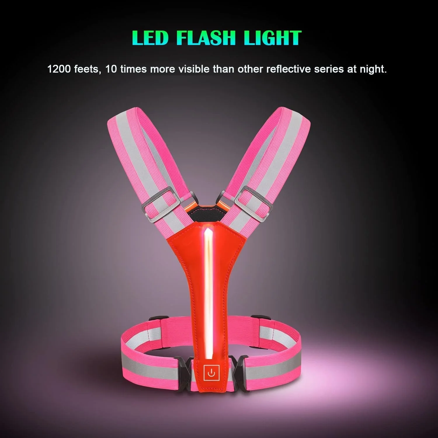 USB Rechargeable LED Light Vest High Visibility Customizable Logo Nylon Polyester Running Gear Jacket Adjustable Reflective