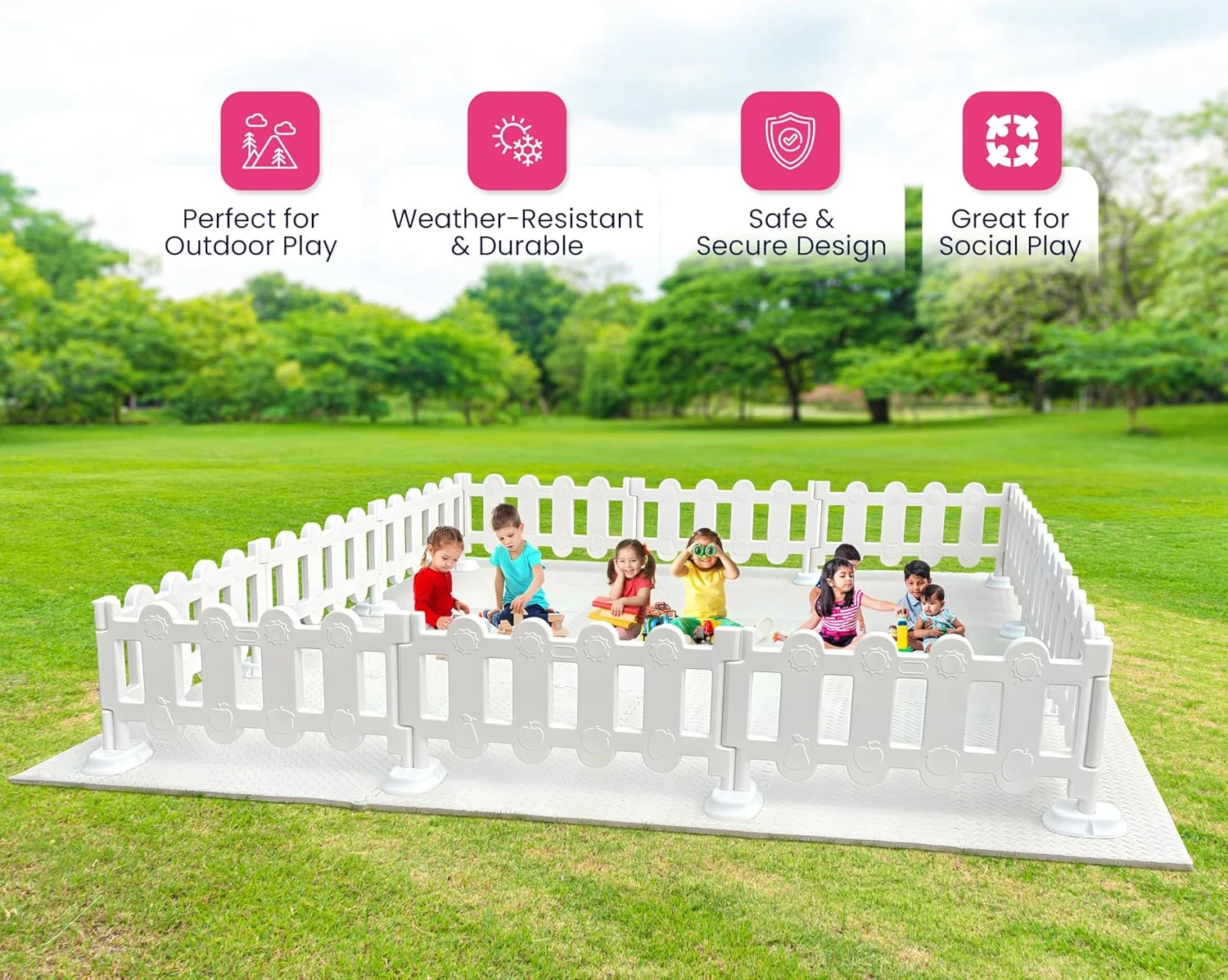 Safe and Fun Toddler Indoor Baby Gate 4-Panel Plastic Fence