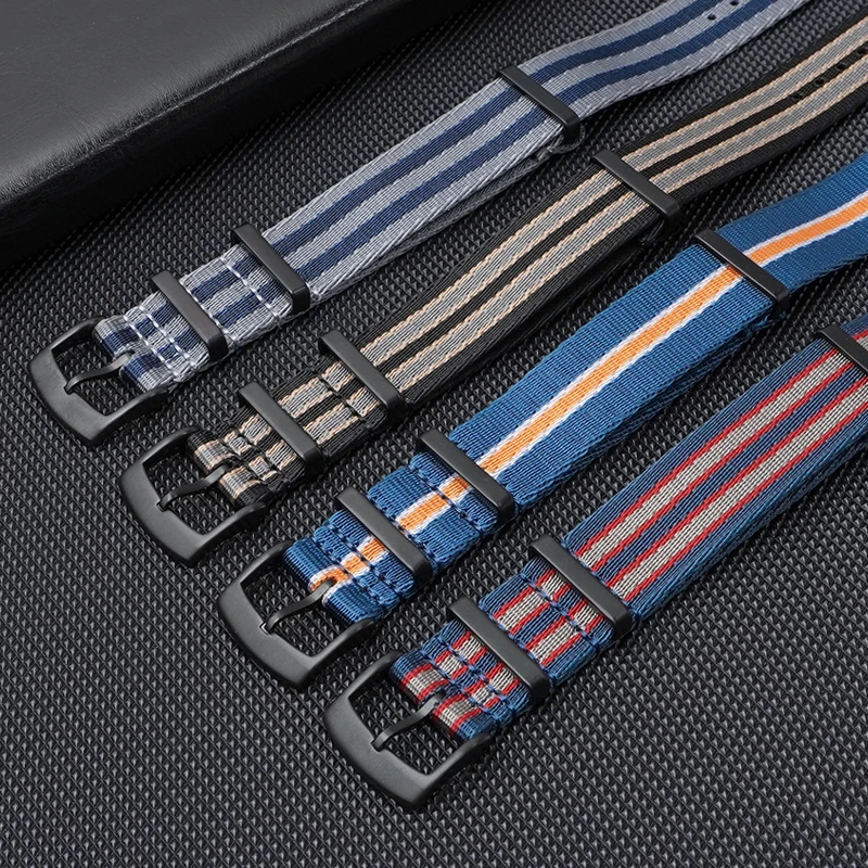 YUNSE PVD Black Watch Strap Durable Nylon Fabric Band