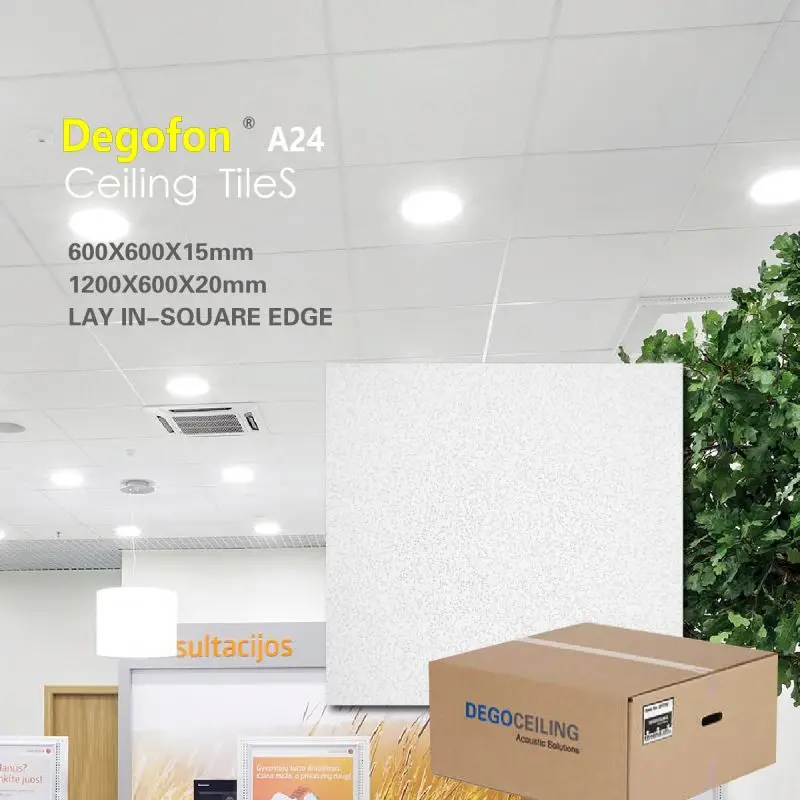 High Quality Decorative Glass Wool Sound Absorbing Suspended Tils False Ceiling 600*600mm Indoor Ceiling Applications