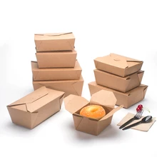 Kraft Paper Box Stand Up Custom Disposable Salad Food Kraft Paper Lunch Box Packaging Boxes