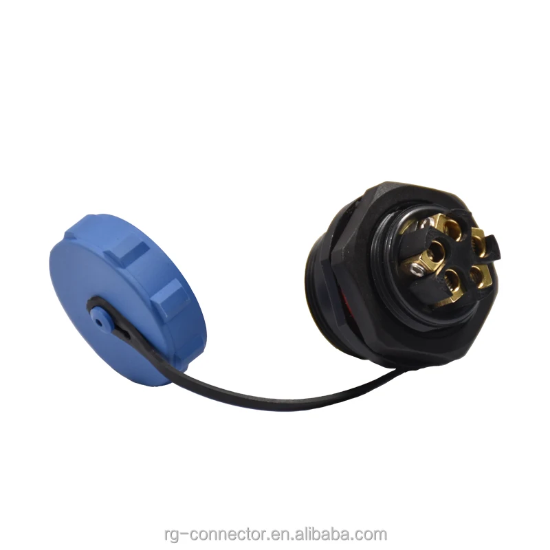 SP21 IP68 9p Circular Plastic Connectors PC Nylon66 Panel Mount 20awg