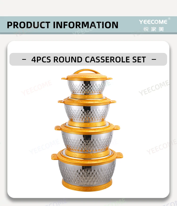 New Arrival Luxury Food Warmer Set Stainless Steel 4pcs Hot Pot 2.5+4.5