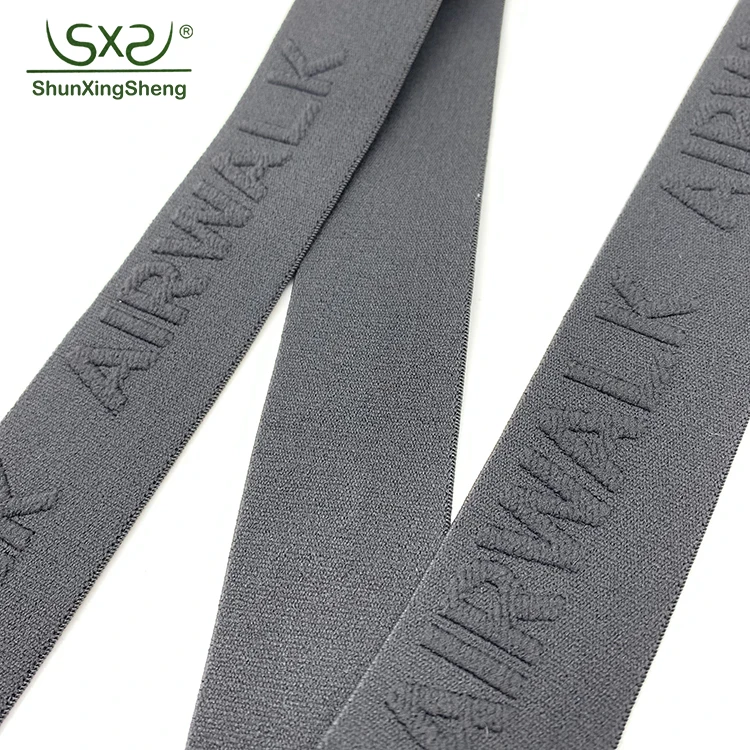 Custom Brand Embossed Weaving Logo Jacquard Woven Elastic Webbing Bra Panty Belt