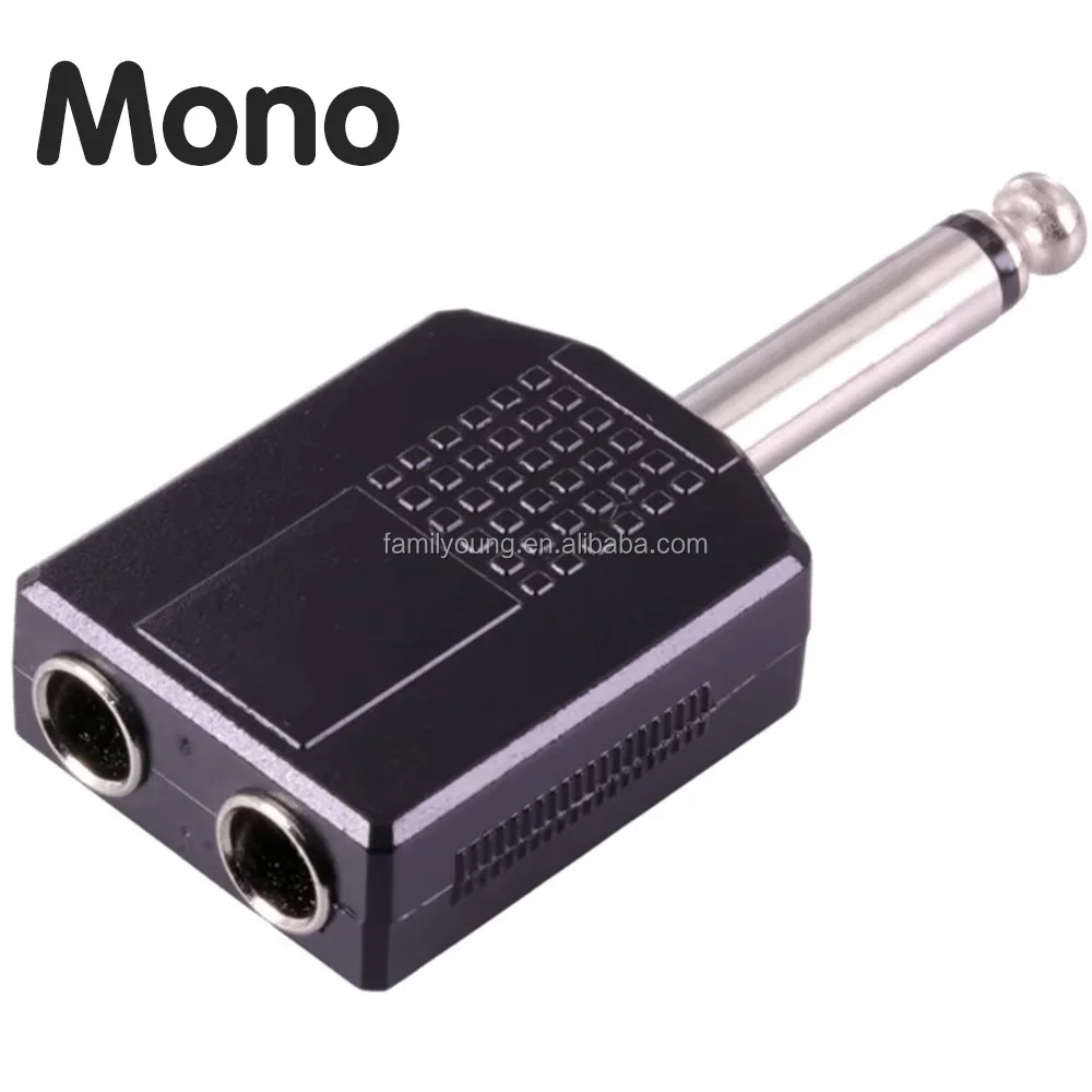 2 X 3.5mm MONO Mini Plug To 6.35mm 1/4" Female Socket Headphone Guitar Adapter - Foto 2